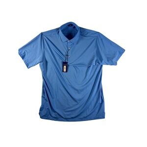 FootJoy Mens Golf Shirt Riviera Blue Solid Short Sleeve Moisture Wicking Large